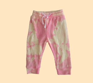 Open image in slideshow, Toddler Pink Cream Tie Dye Joggers
