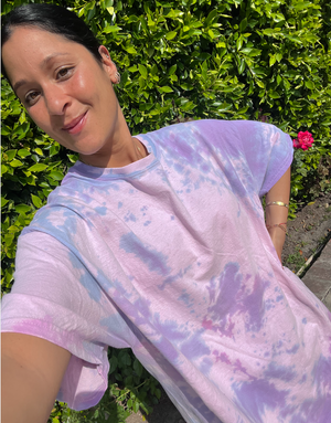 Open image in slideshow, Pink And Lilac Tie Dye Tee
