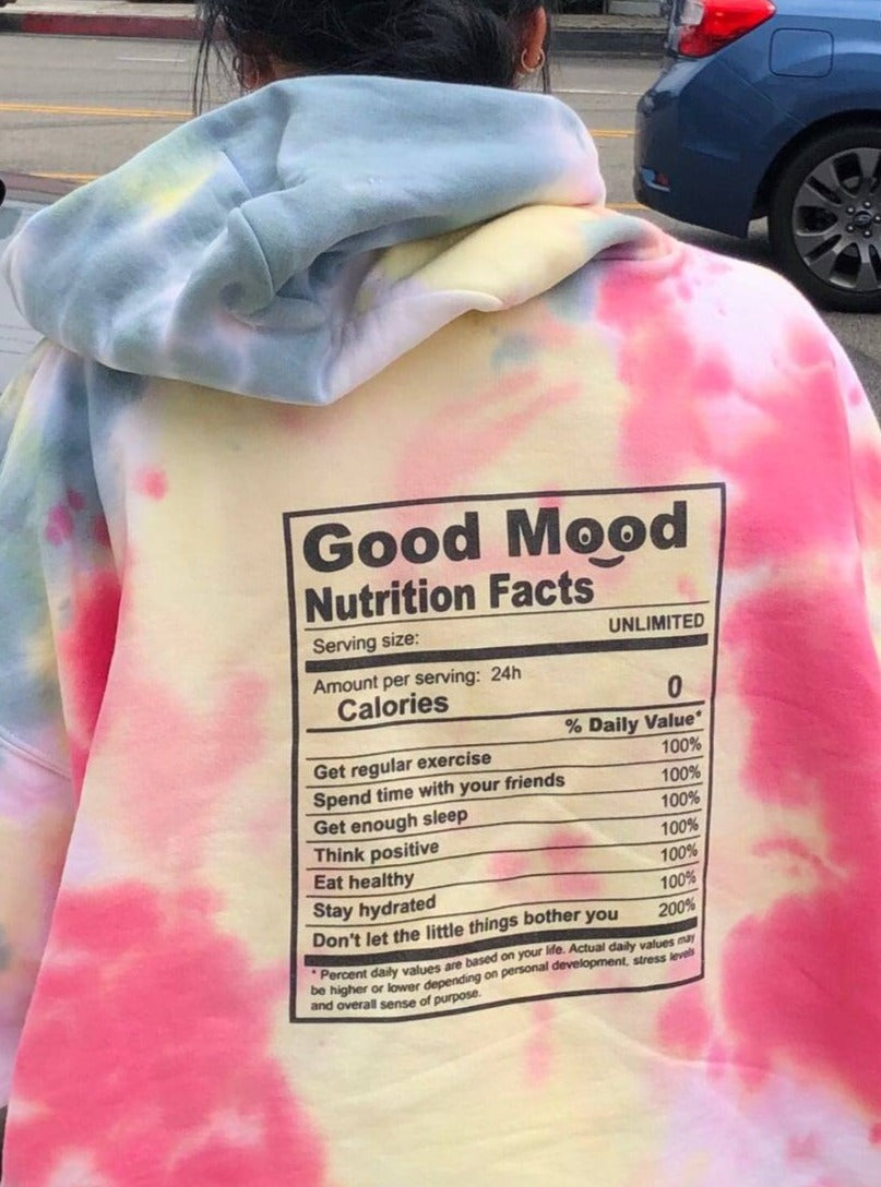 Good Mood Nutrition Graphic Print Tie Dye Hoodie