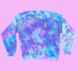 Open image in slideshow, Cotton Candy Tie Dye Crewneck
