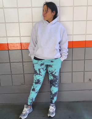 Open image in slideshow, Grey and Blue Tie Dye Joggers

