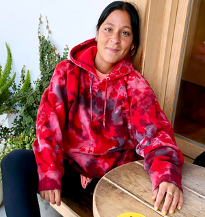 Open image in slideshow, Crystal Red Tie Dye Hoodie
