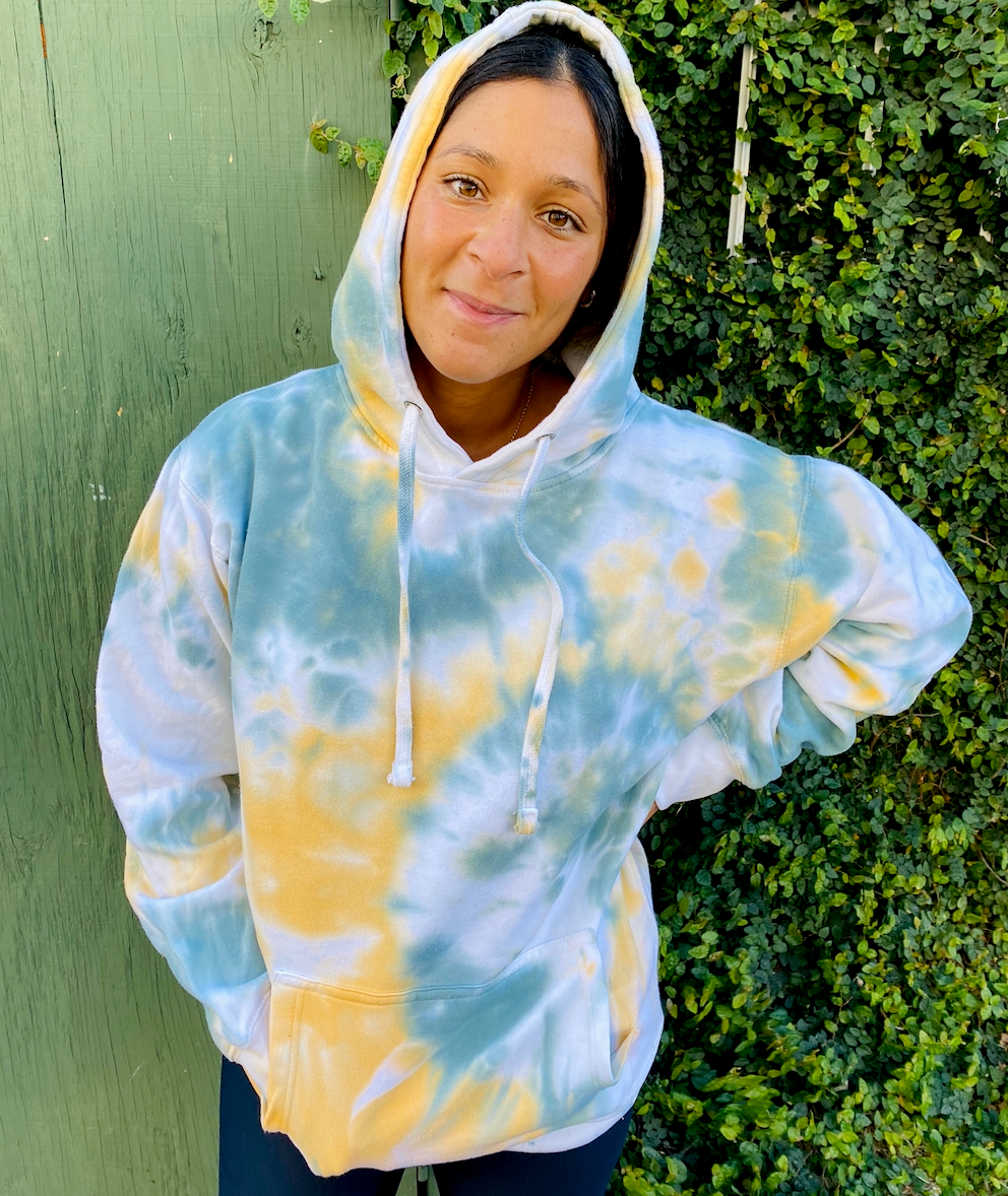 Blue green tie dye hoodie hotsell