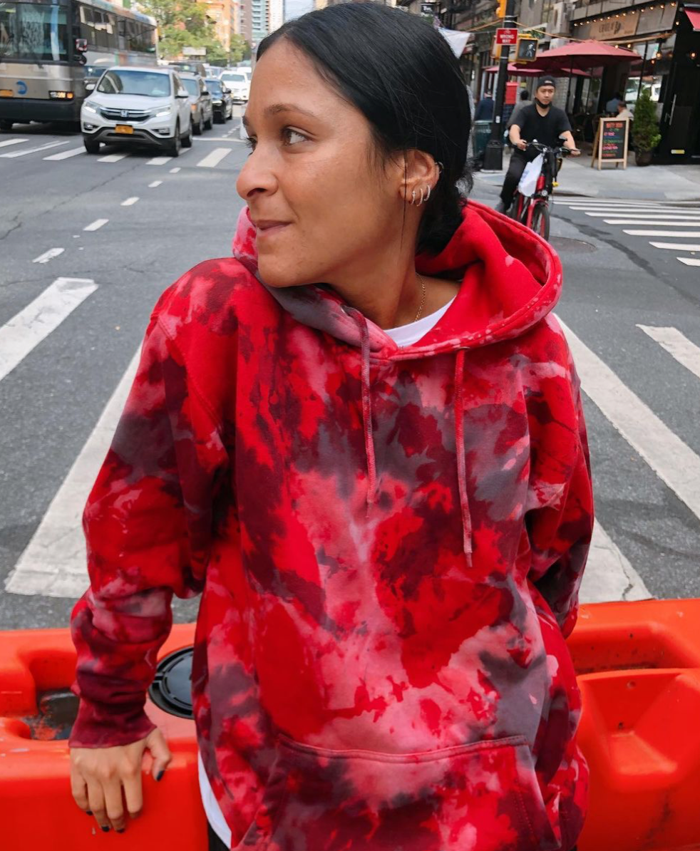 Youngwildandserene Crystal Red Tie Dye Hoodie Extra Large Red