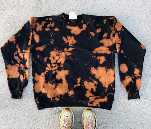 Open image in slideshow, Orange Bleach Tie Dye Crewneck
