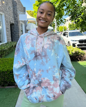 Open image in slideshow, Mist Blue Tie Dye Hoodie
