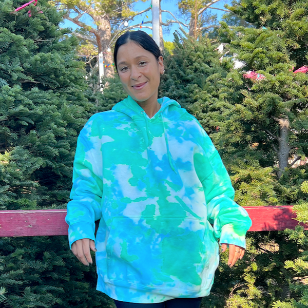 Blue and green tie dye hoodie hotsell