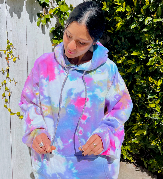 Youngwildandserene Mist Blue Tie Dye Hoodie Large / Blue