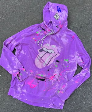 Open image in slideshow, Orchid Tongue Mickey Rhinestone Paint Splatter Hoodie
