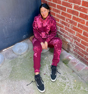 Open image in slideshow, Burgundy Bleach Tie Dye Loungewear Set
